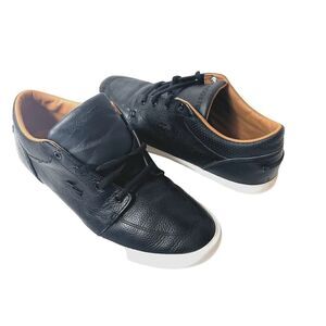 Lacoste Womens Sz 9.5 Classic Black Leather Lace Up Low Top Sneaker Casual Shoes